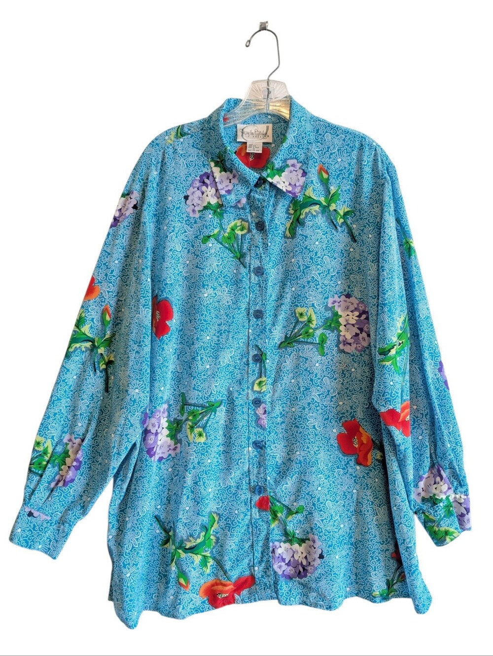 Diane Von Furstenberg Silk Blouse Women's Floral Tunic Long Sleeve Colorful Vtg